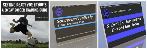 Collage of Soccer Training Guides Available on SoccerDrillsDaily .com